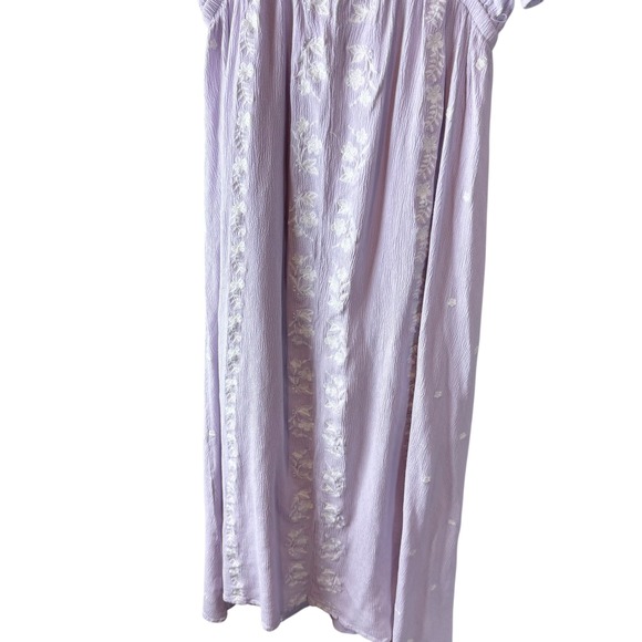 in loom womens midi dress lavender embroidered v neck short sleeve rayon S - Picture 3 of 7